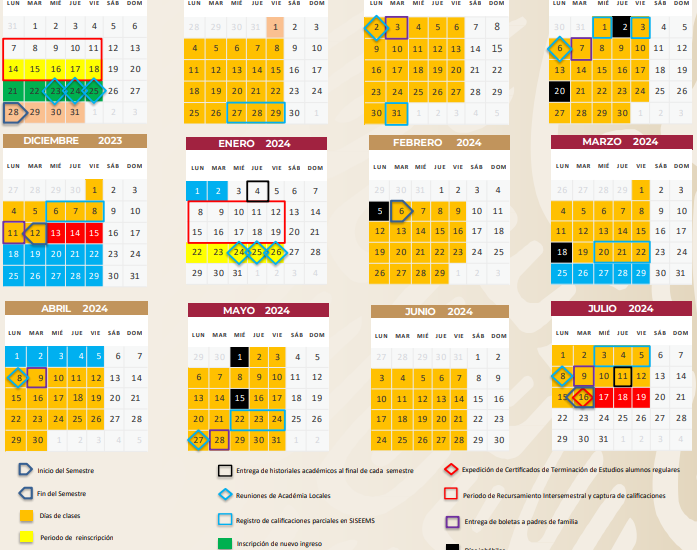 Calendario DGETI 2023-2024